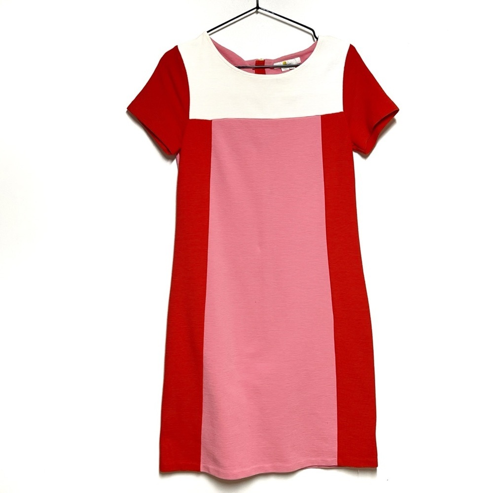 Colorblock Pink and Coral Shift Dress - Picture 3 of 5